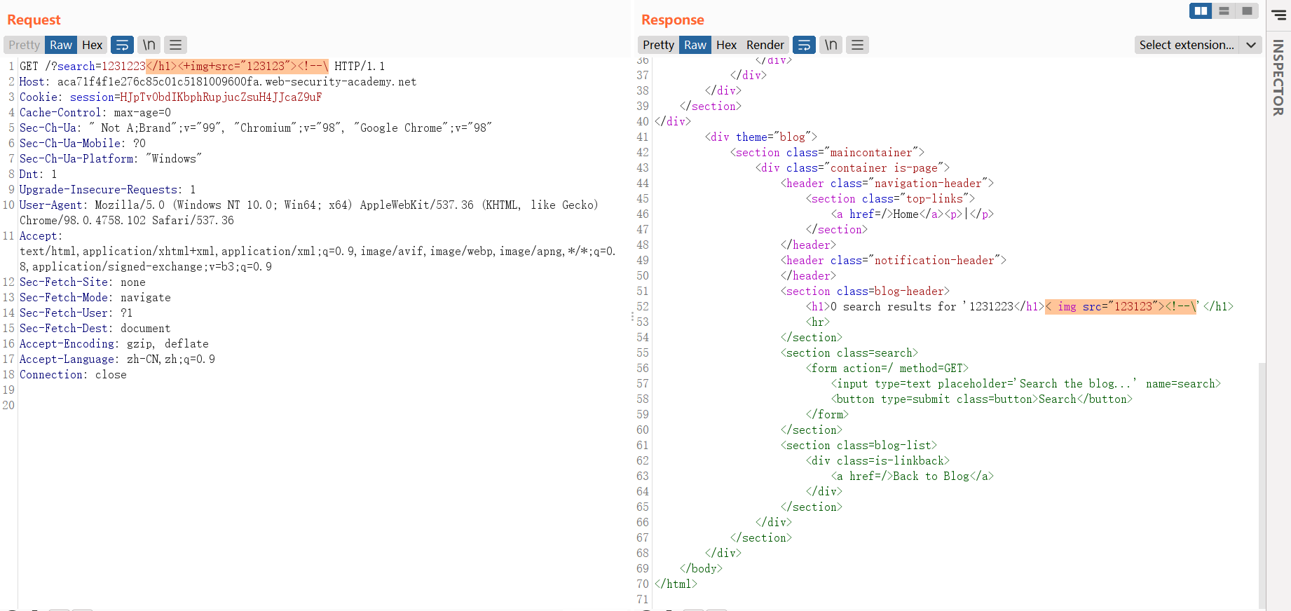 Lab Reflected XSS into HTML context with most tags and attributes blocked验证过程.png